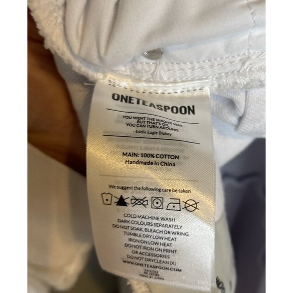 One Teaspoon Skirt 26 White Denim Frayed Distressed Mini Short small festival - Picture 6 of 6